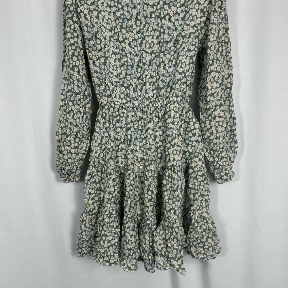 Zaful tiny flower V-neck long sleeve mini dress S - Picture 6 of 11